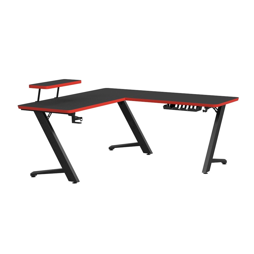 Vertex L shape Desk in Black. Picture 1