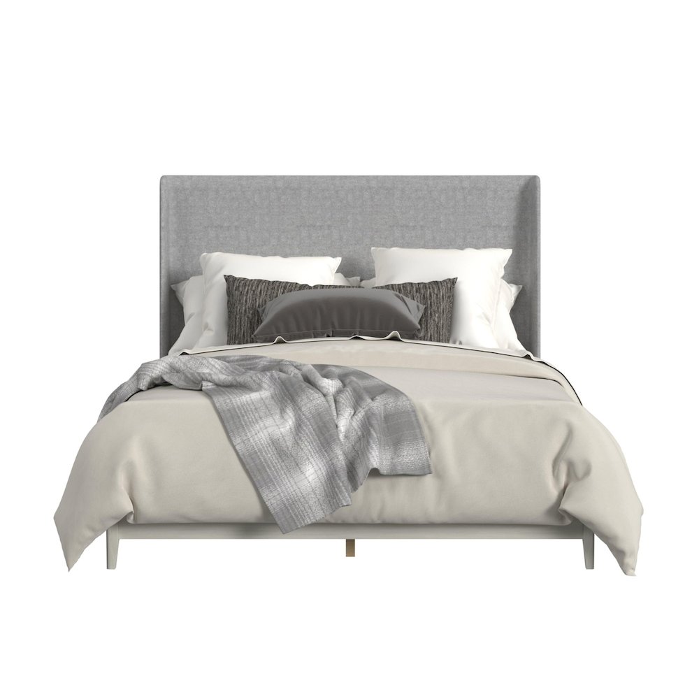 Clare King UPH Bed with Grey Fabric in Almond. Picture 2