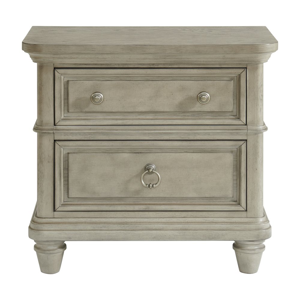 Emiko 2-Drawer Nightstand with USB in Light Grey. Picture 2