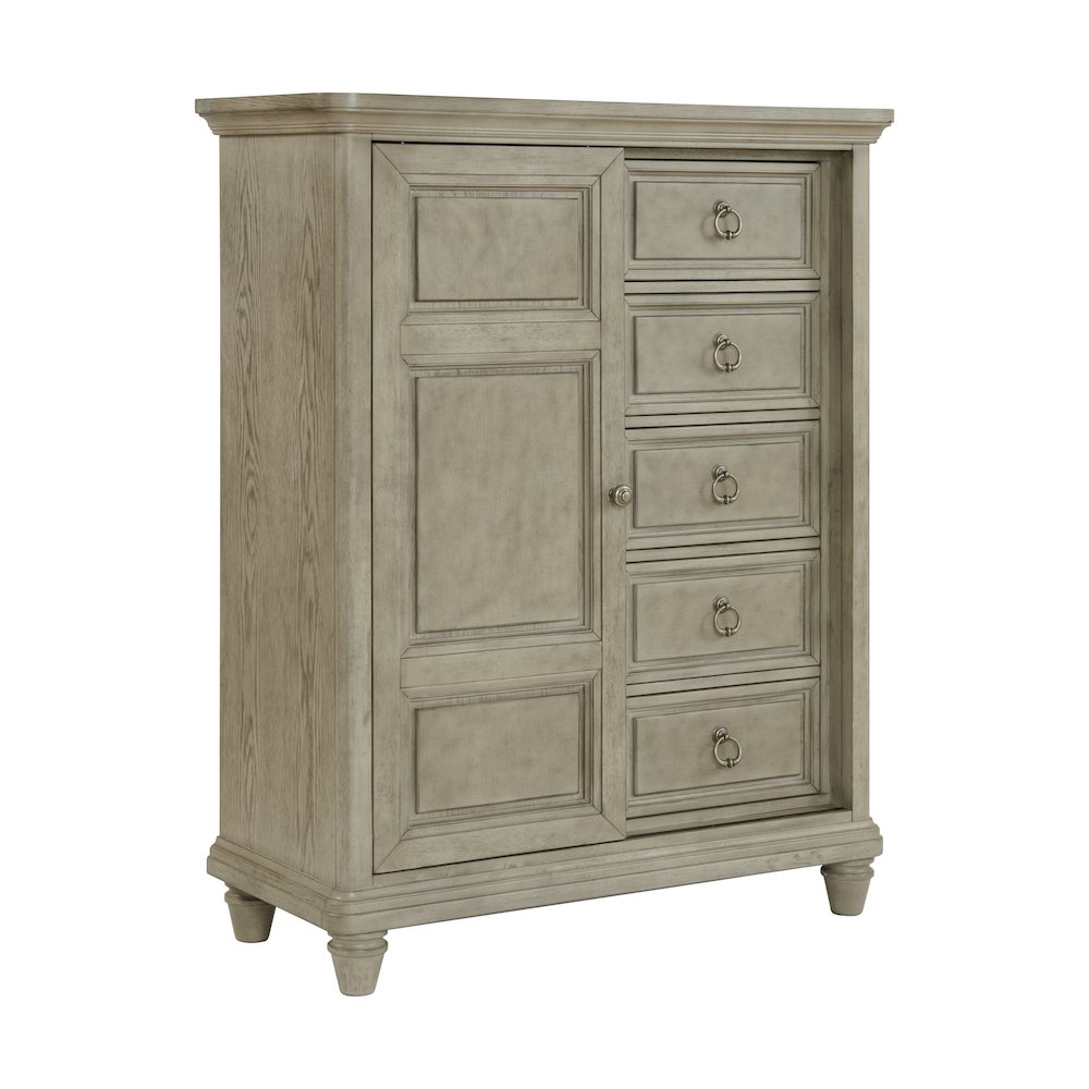 Emiko 5-Drawer Door Chest in Light Grey. Picture 1