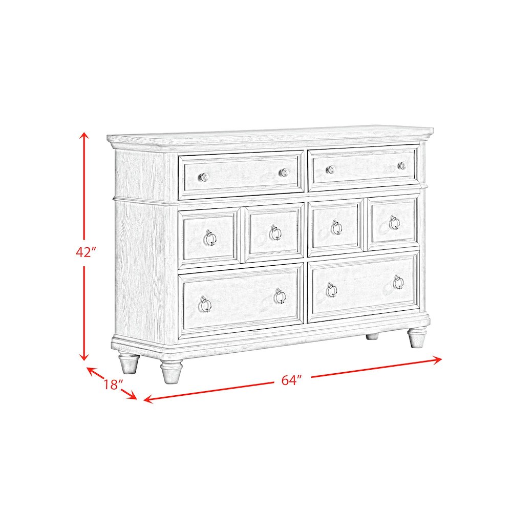 Emiko 6-Drawer Dresser in Light Grey. Picture 9