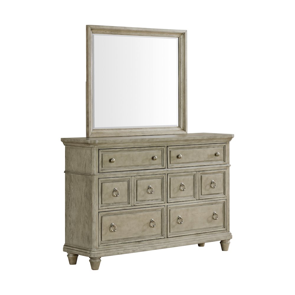 Emiko Dresser and Mirror Set in Light Grey. Picture 1
