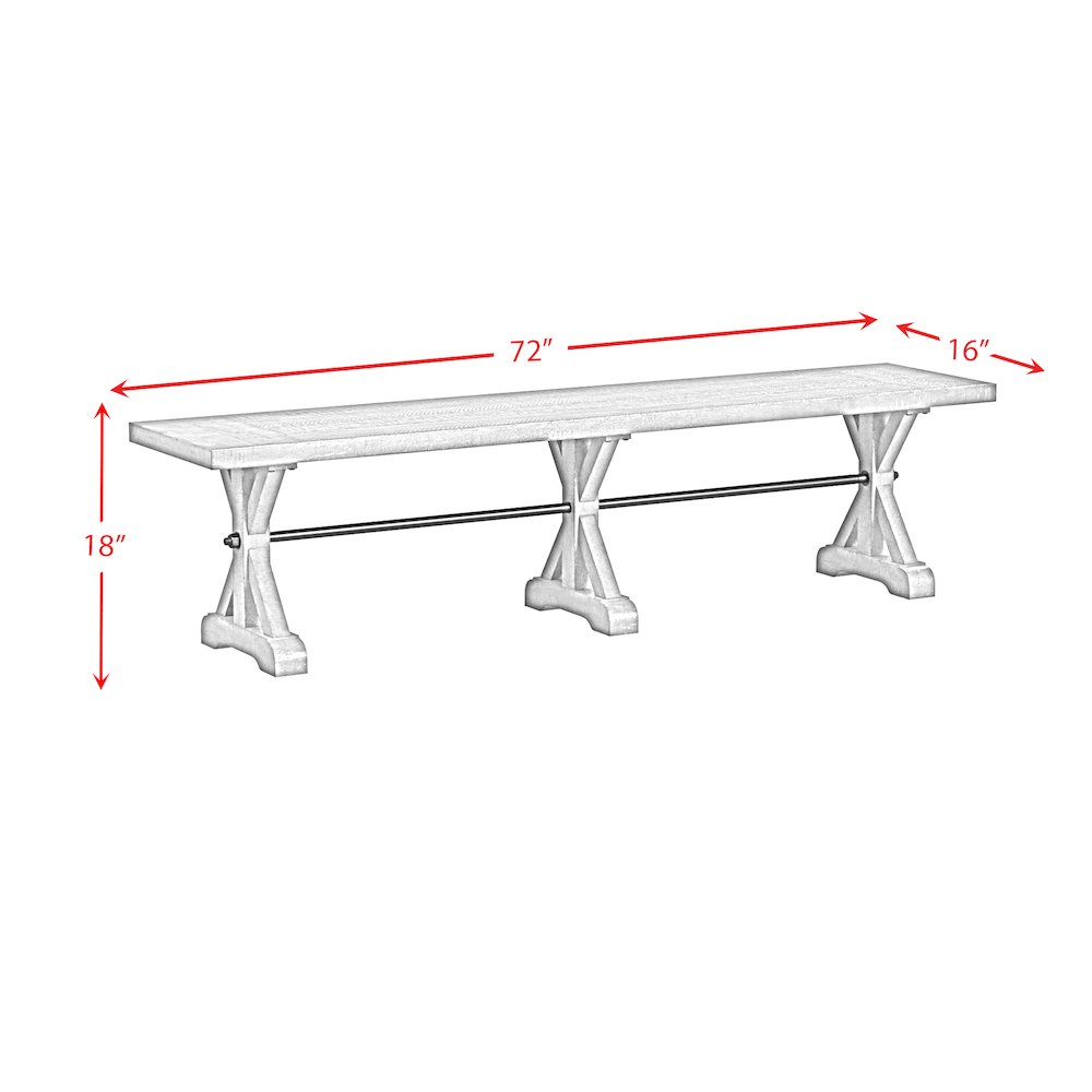 Marietta Dining Bench with Metal Bar cross in Medium Brown. Picture 1