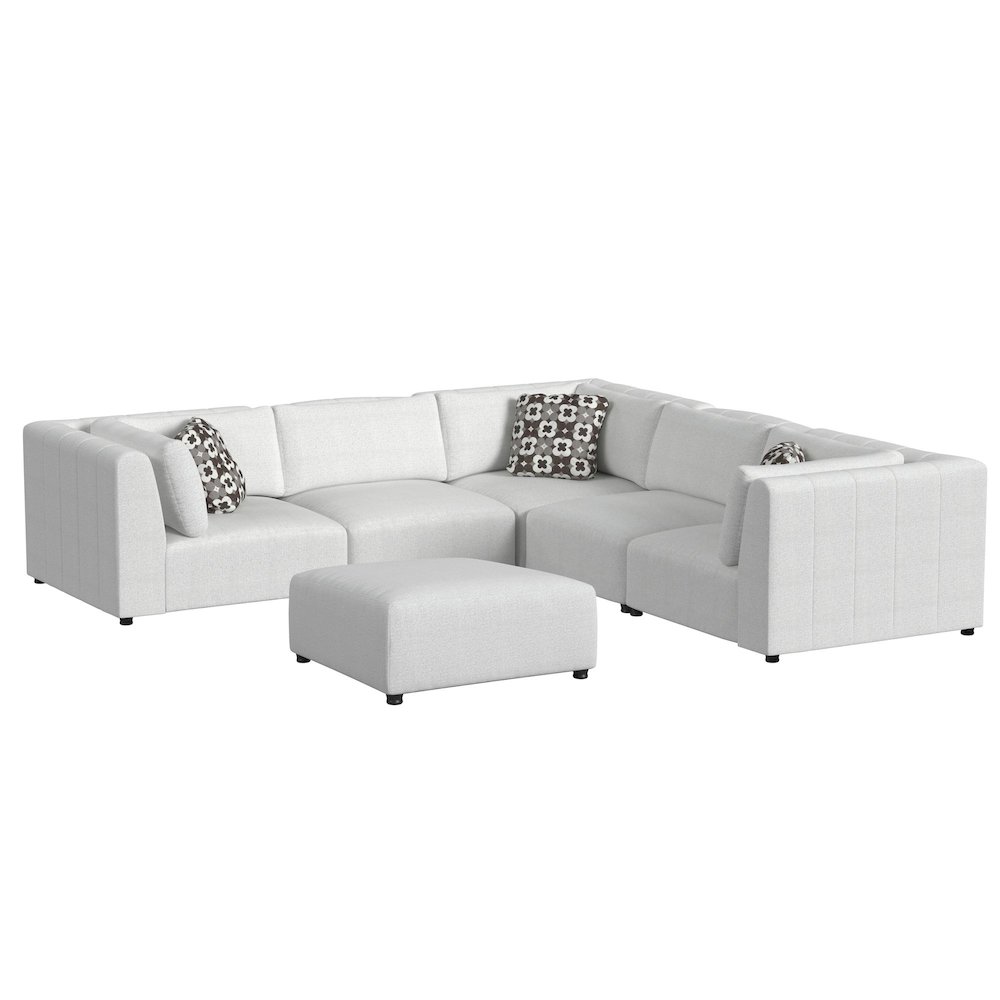 Zandara 5PC Modular Set in Olefin Beige with Ottoman. Picture 1