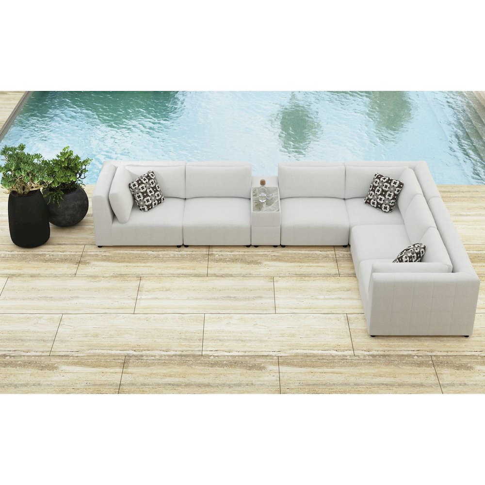 Zandara 7PC Modular Set in Olefin Beige with Pillows. Picture 13
