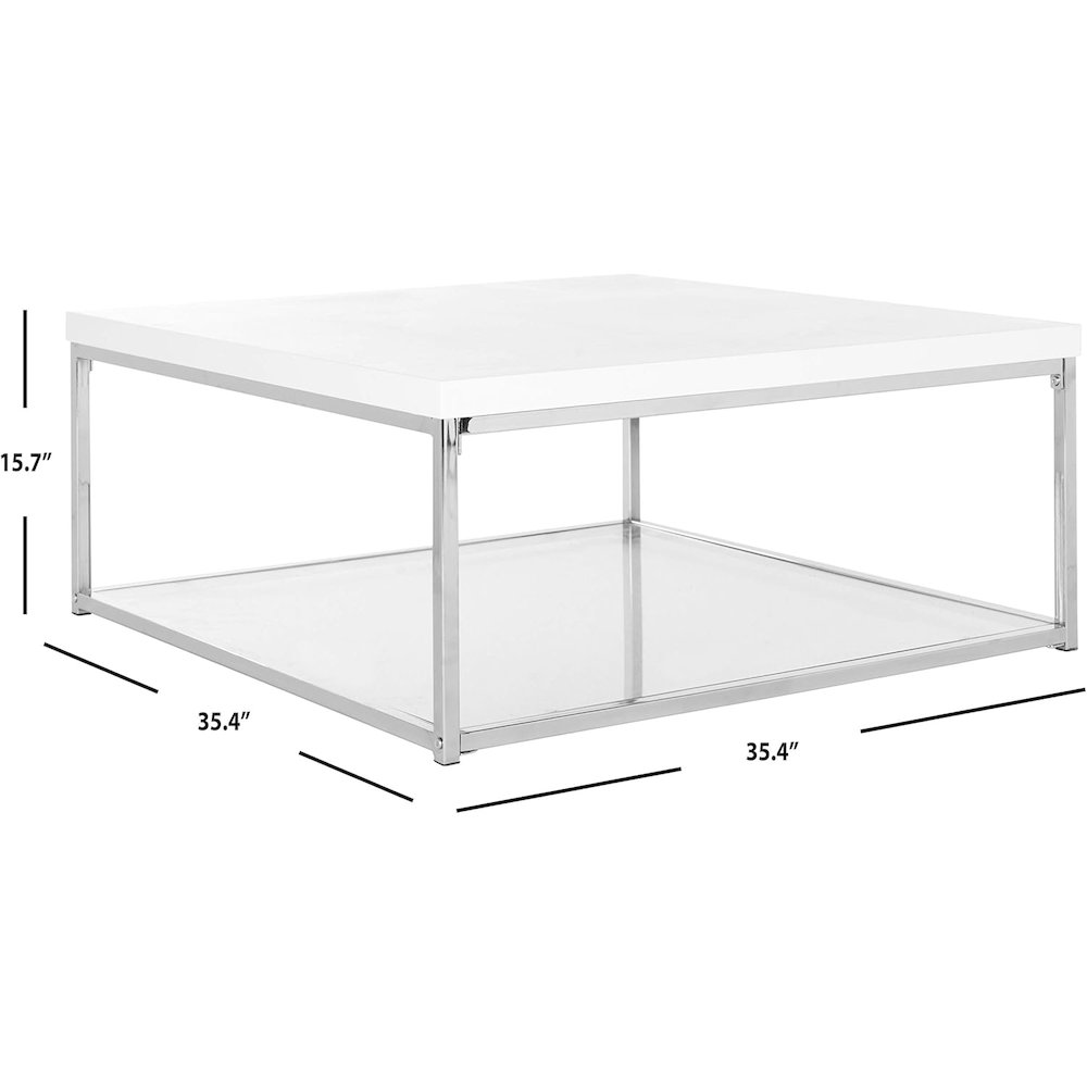 Safavieh Home Malone Glam White and Chrome Coffee Table. Picture 3