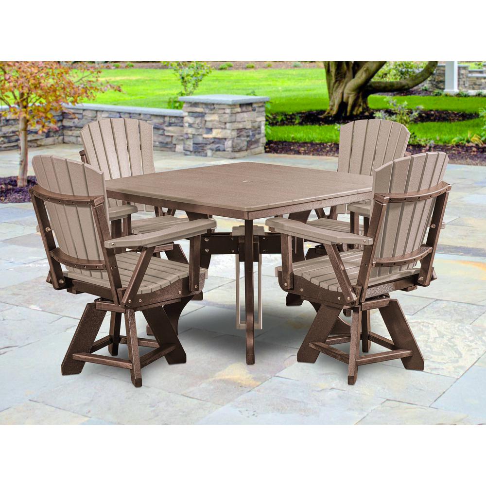 Dining Height Square Table in Weatherwood with a Tudor Brown Base. Picture 7
