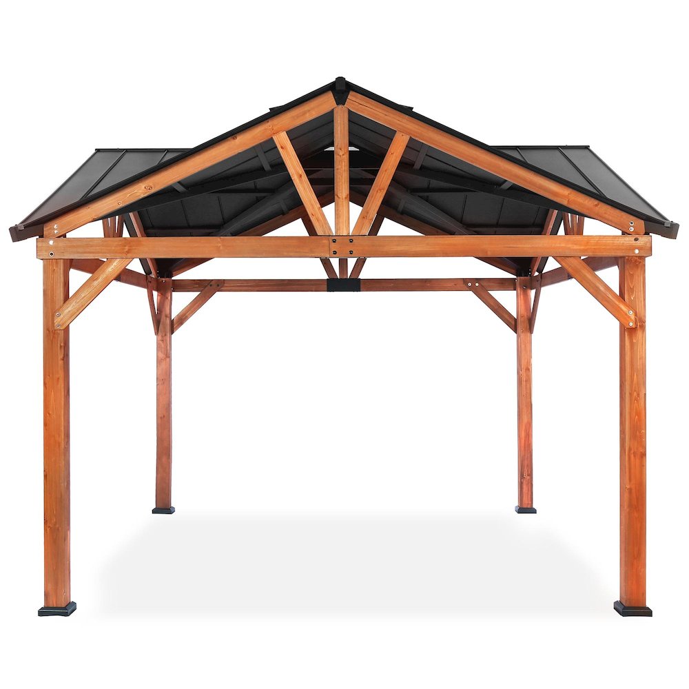 Cedar Gazebo with Metal Roof Measuring 12 Feet by 12 Feet. Picture 1