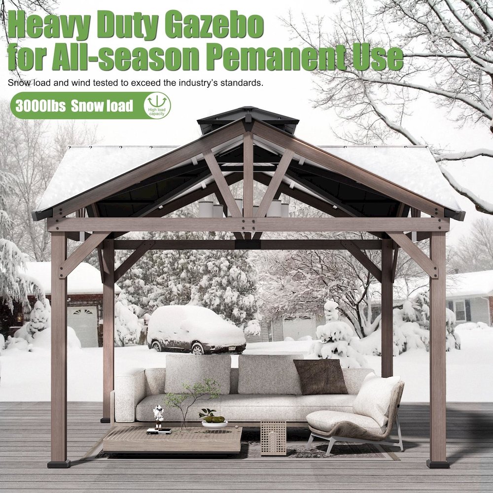 Cedar Gazebo with Metal Roof Measuring 12 Feet by 12 Feet. Picture 6