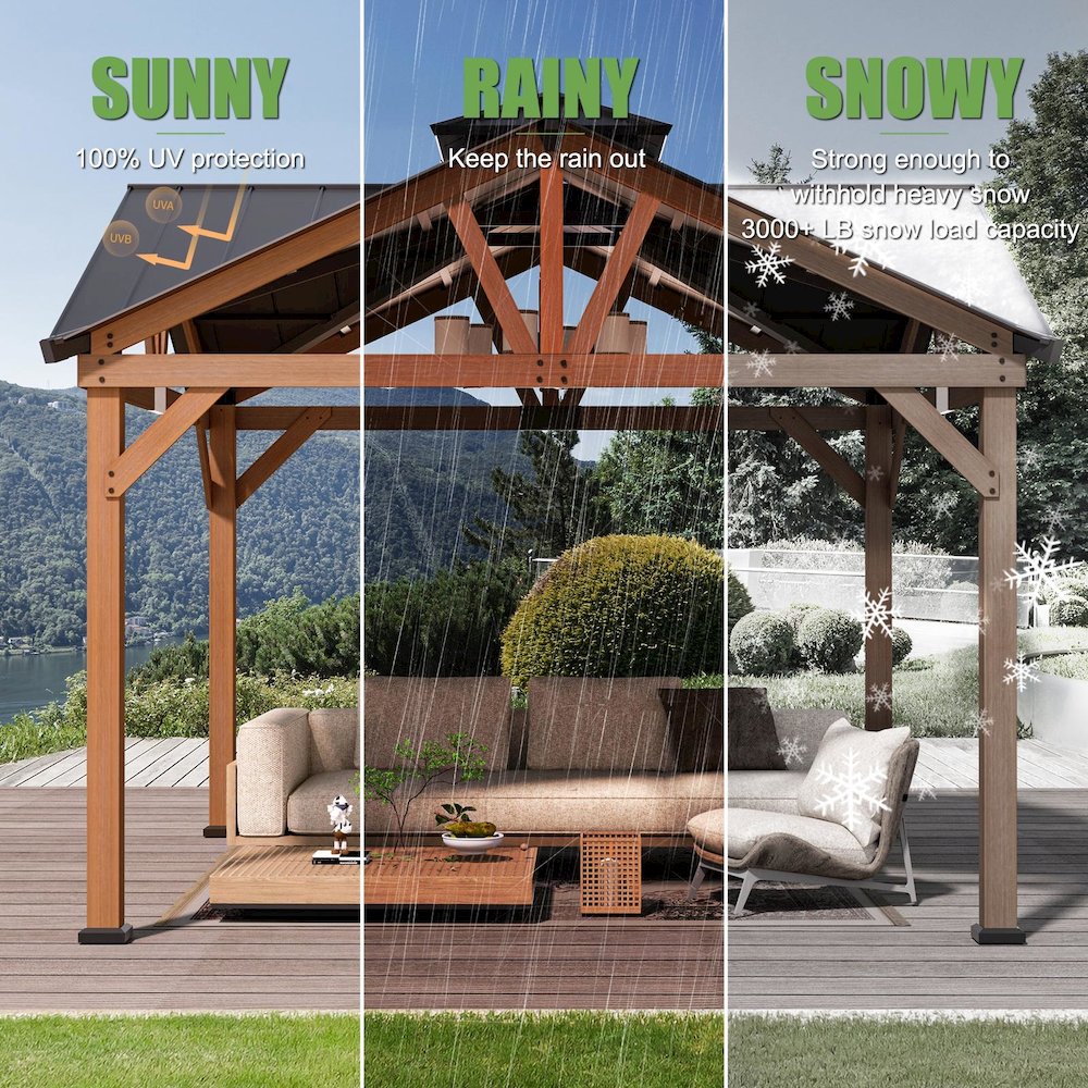 Cedar Gazebo with Metal Roof Measuring 12 Feet by 12 Feet. Picture 7