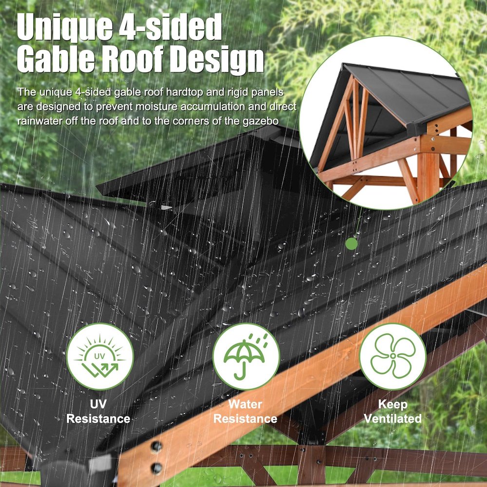 Cedar Gazebo with Metal Roof Measuring 12 Feet by 12 Feet. Picture 8