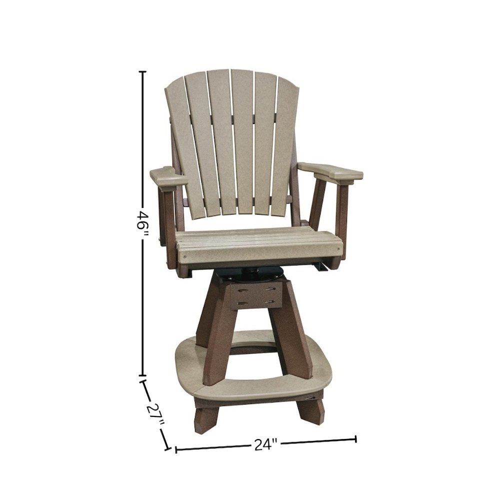 Counter Height Swivel Chair, Weatherwood, Polyethylene, Fan Back. Picture 7