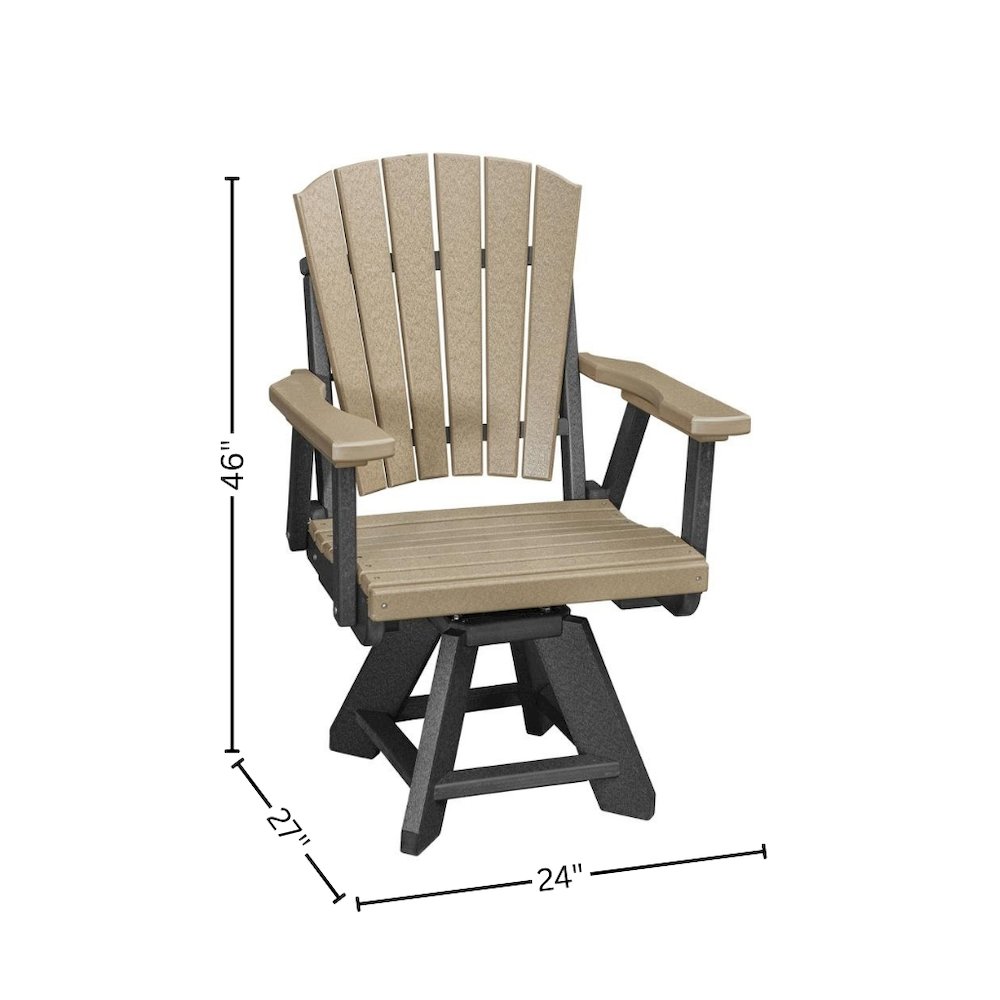 Dining Swivel Chair, Single Seat, All-Weather HDPE, Brown. Picture 4