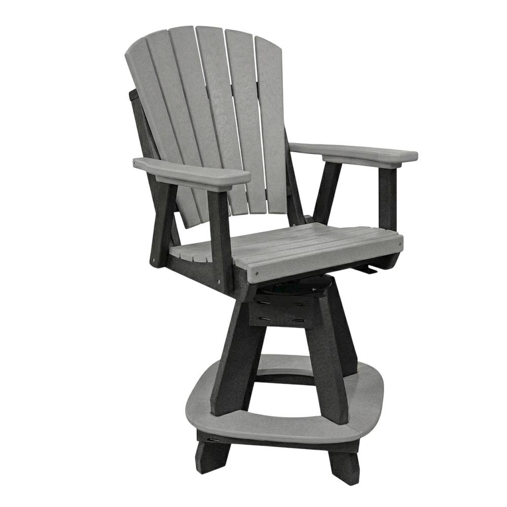 Outdoor Dining Chair With Swivel Arm And Light Gray Finish On Black Base. Picture 1