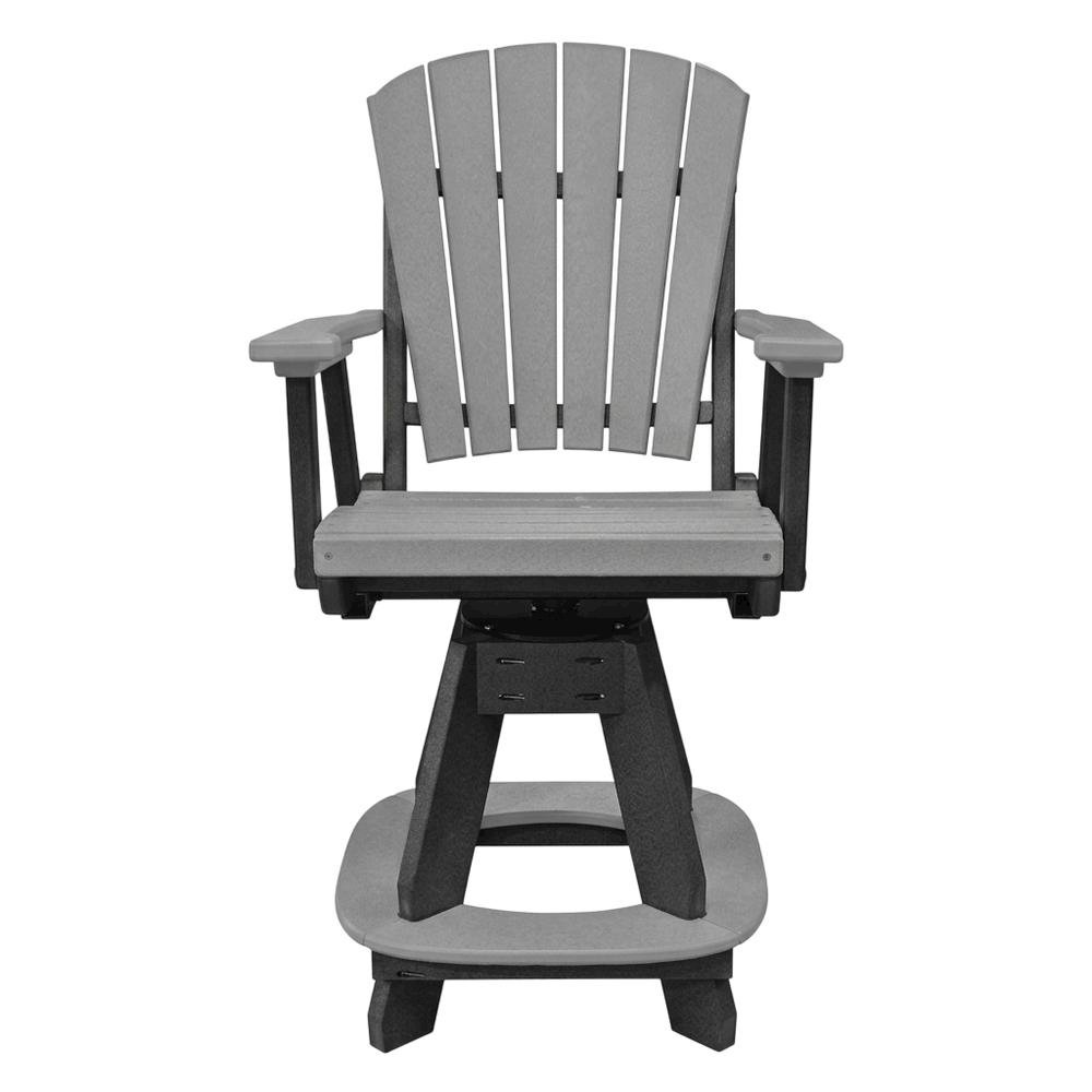 Outdoor Dining Chair With Swivel Arm And Light Gray Finish On Black Base. Picture 4