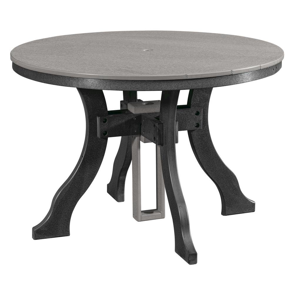 Round Dining Set, 5-Piece, All-Weather HDPE, Umbrella Hole, Gray. Picture 4