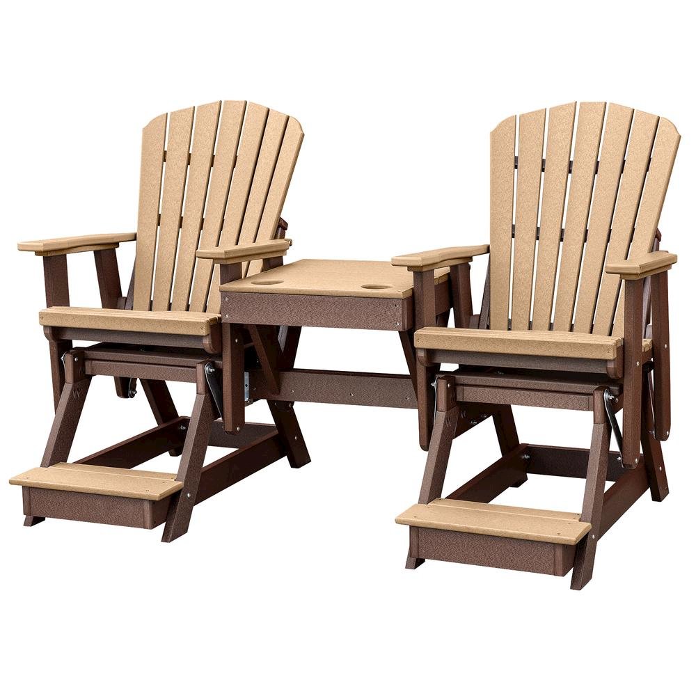 Double Balcony Height Glider, 2-Seater, Brown Center Table, Outdoor Seating. Picture 1