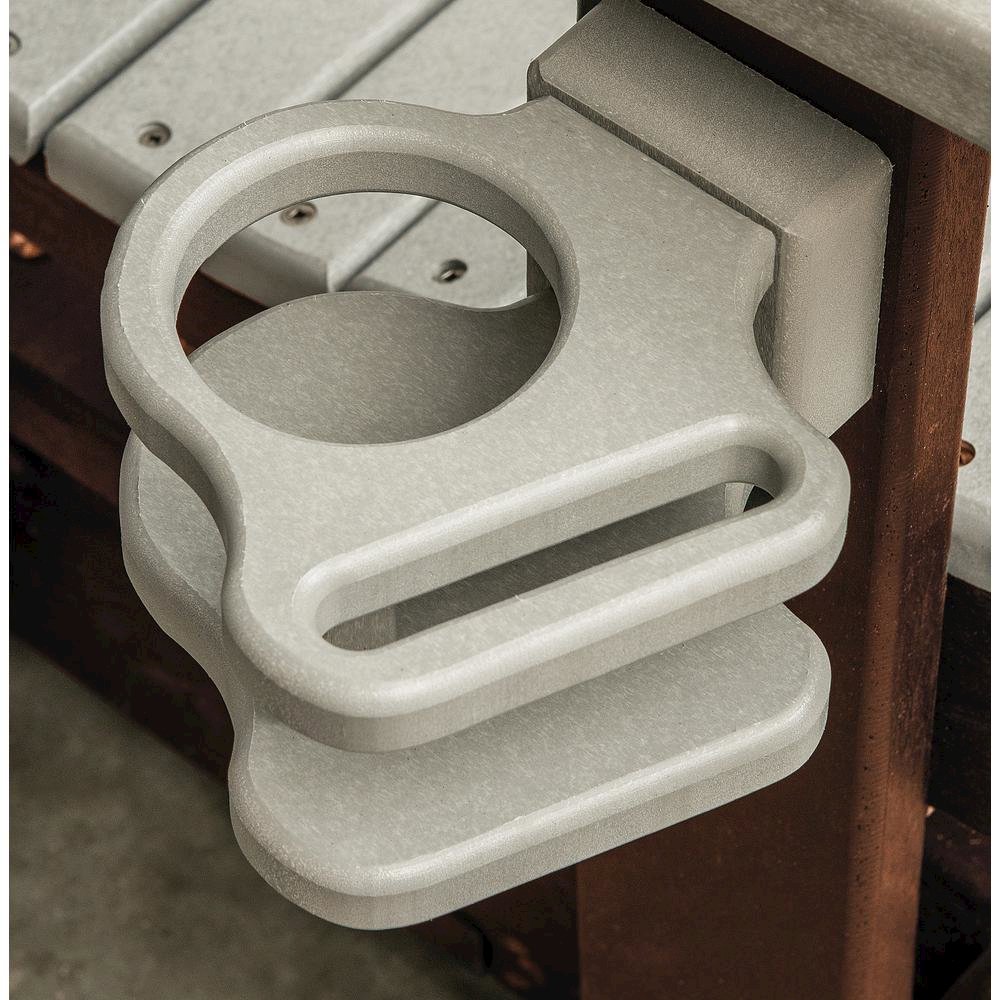 Dual Fan Back Glider, 2-Person, Cupholders, All-Weather Poly Lumber, Brown. Picture 6