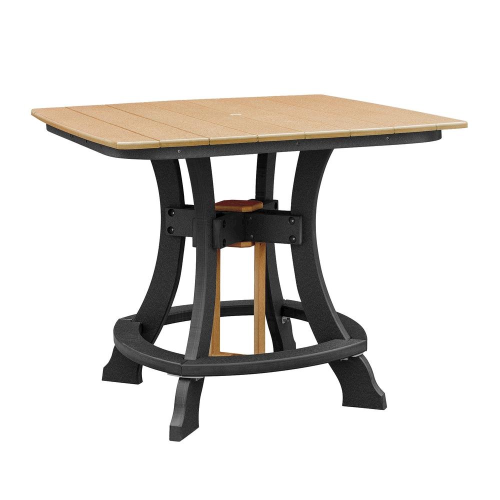 Square Counter Height Patio Set, 5-Piece, HDPE All-Weather Furniture, Brown. Picture 7