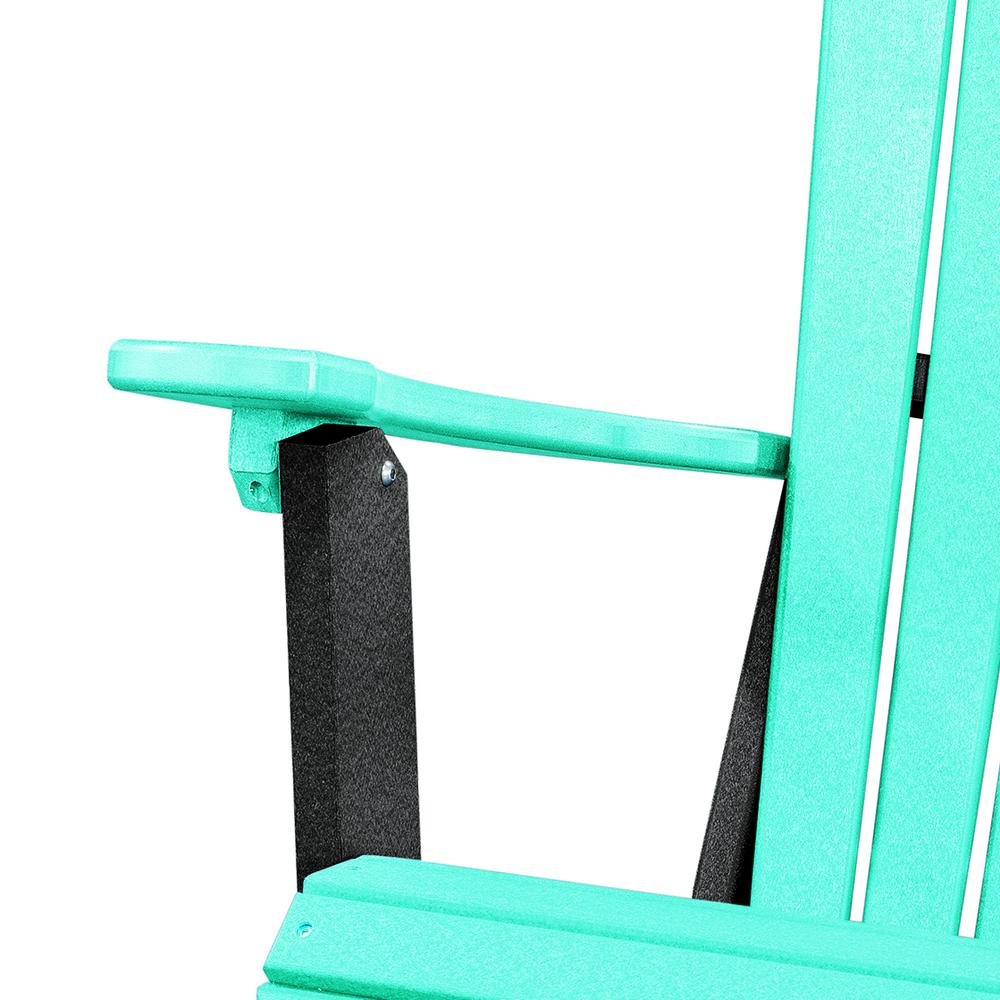 Fan Back Folding Adirondack Chair, Aruba Blue Black, Heavy Duty, Recycled Poly. Picture 4