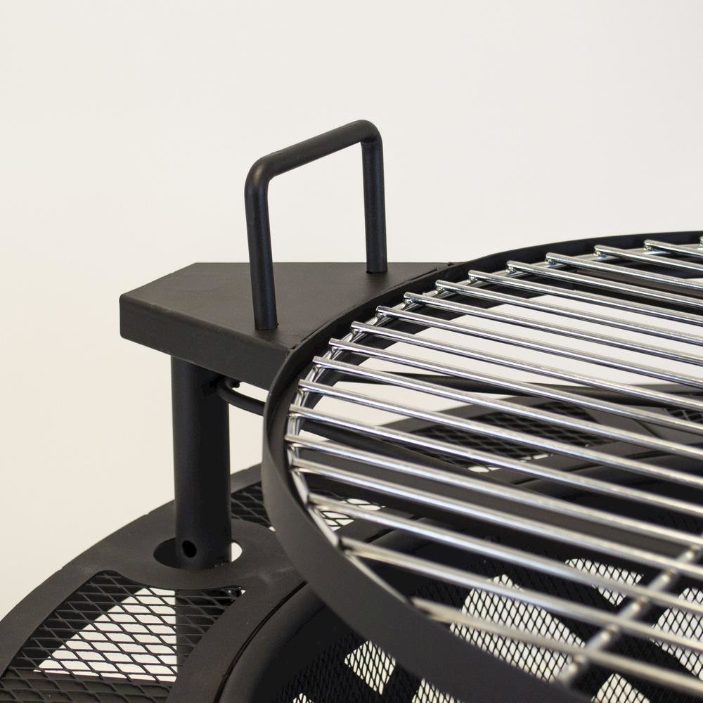 32-Inch Roundup Fire Pit, Black, Adjustable Cooking Shelf. Picture 7