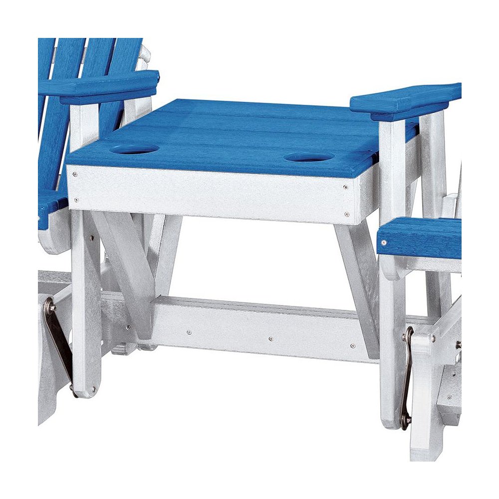 Double Glider Bench with Table, Blue, Heavy Duty Poly. Picture 4