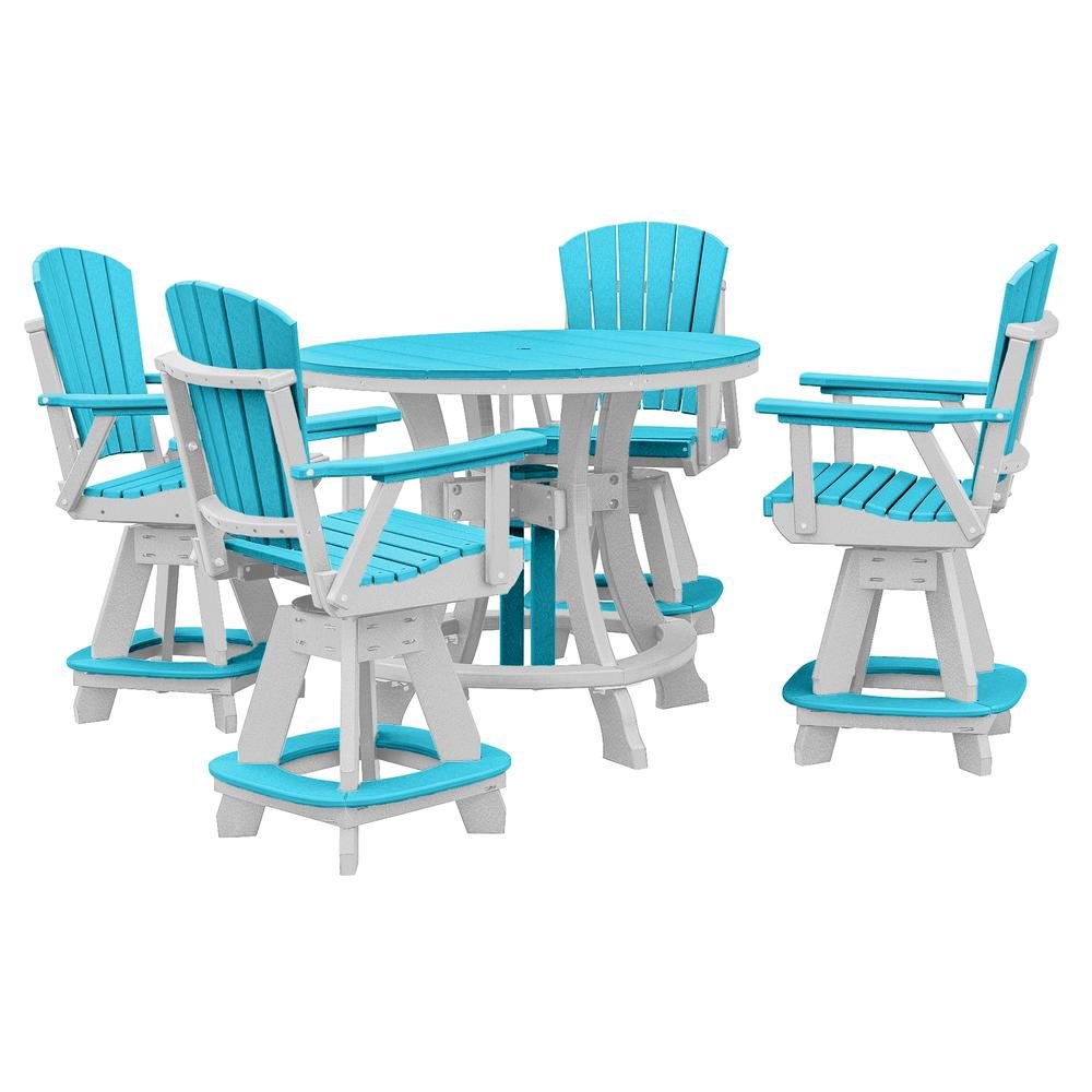 5-Pc Round Dining Set, Aruba Blue, Counter Height, Poly. Picture 1