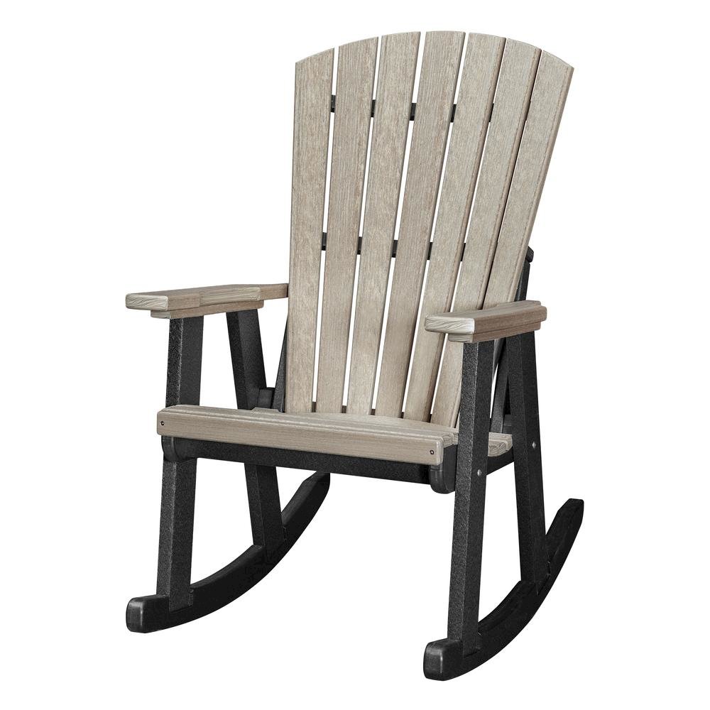 Fan Back Rocking Chair, Single Seat, All-Weather Poly Lumber, Brown. Picture 1