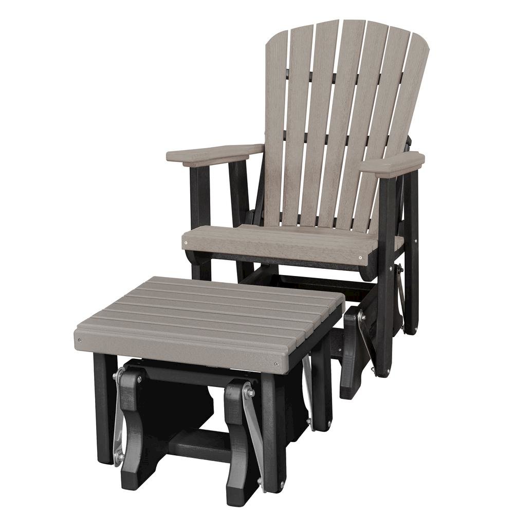 Fan Back Glider and Ottoman, 2-Piece Set, All-Weather HDPE, Gray. Picture 1