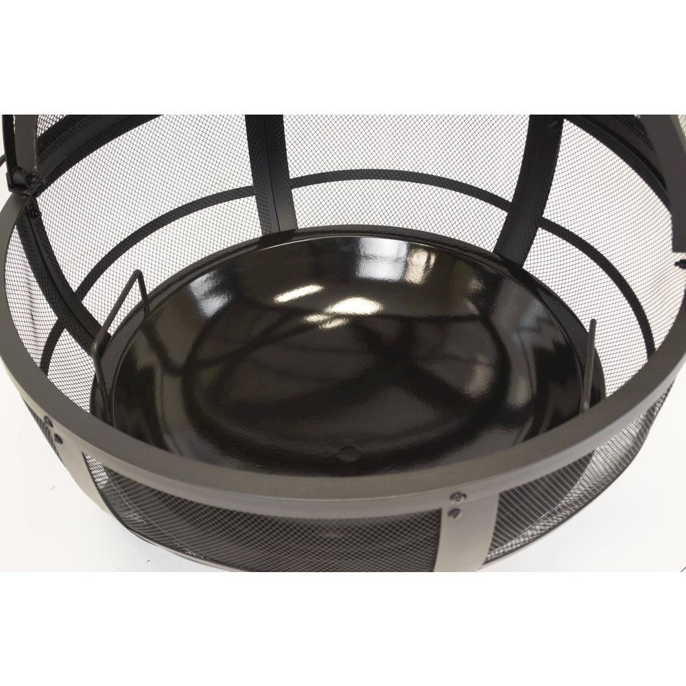 32-Inch Roundup Fire Pit, Black, Adjustable Cooking Shelf. Picture 5