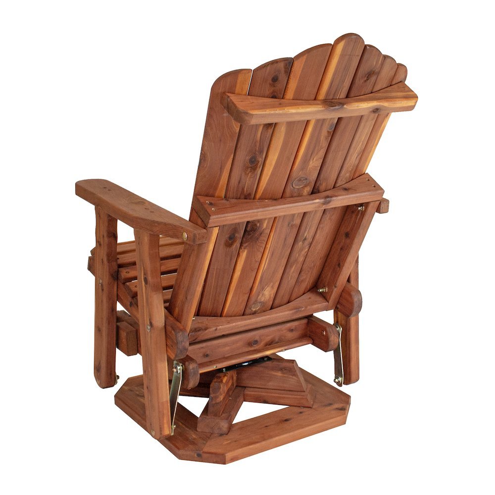 Adirondack Swivel Glider, Single Chair, Brown Wood Design. Picture 5