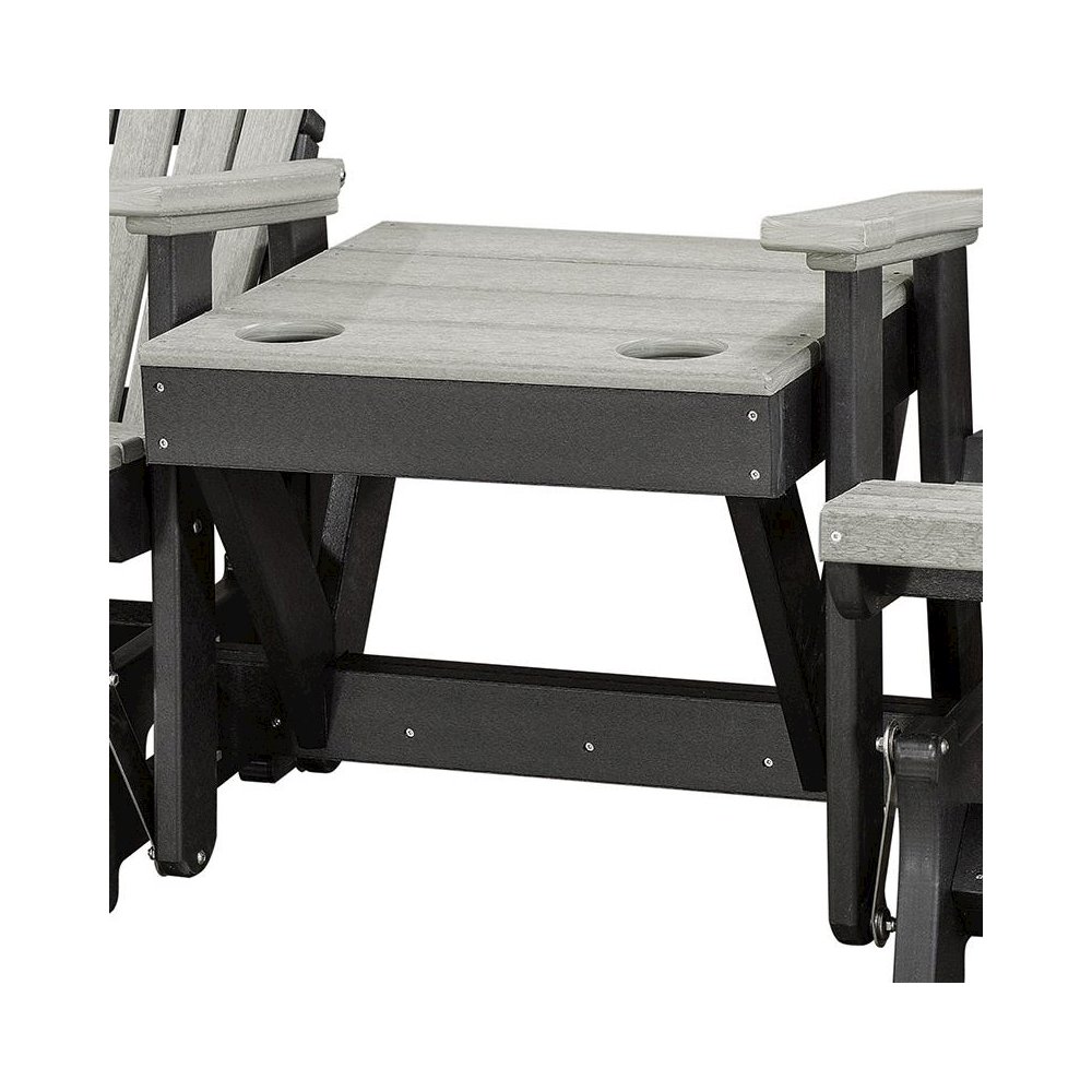Double Glider Bench with Table, Light Gray, Heavy Duty Poly. Picture 5