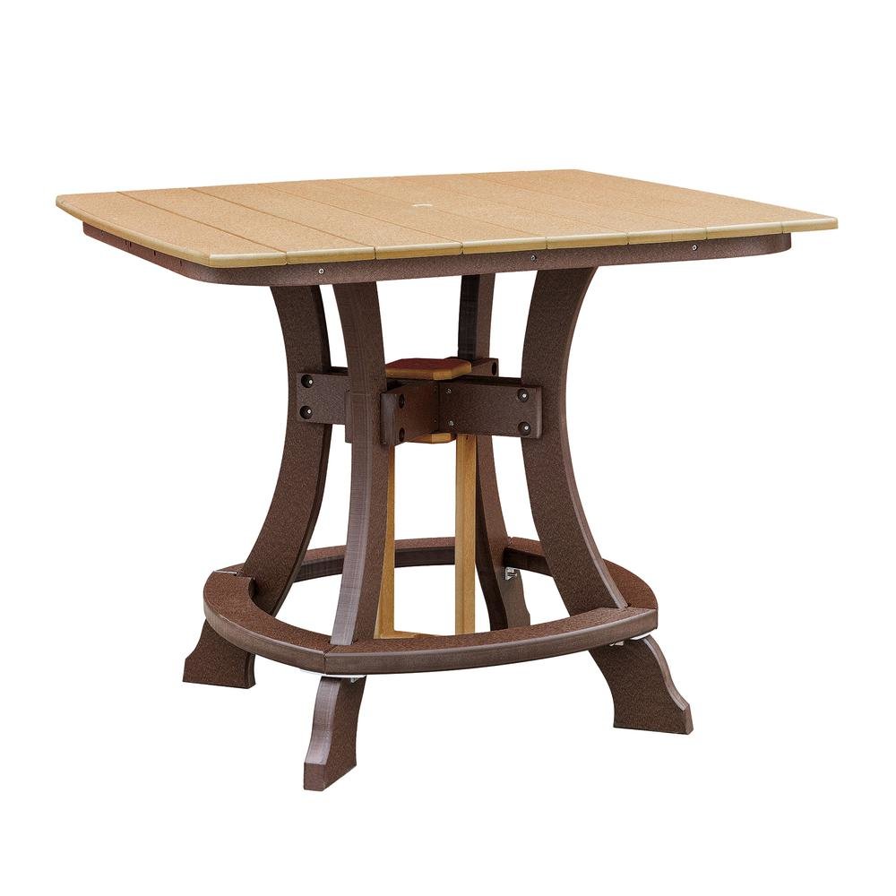 Square Counter Height Dining Set, 5-Piece, Brown HDPE, Patio Table, Foot Rest. Picture 8