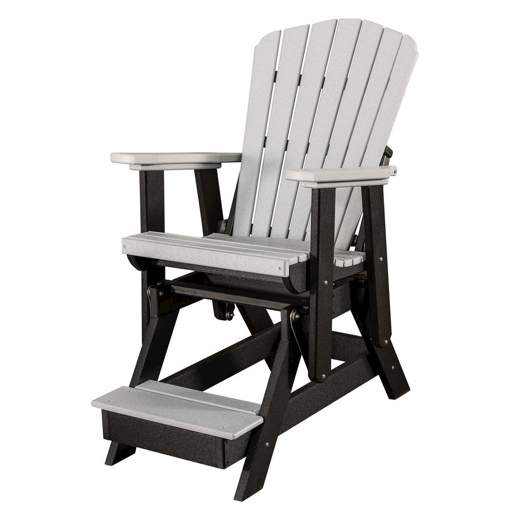 Balcony Glider Chair, Light Gray Black, Tall Seating, Heavy Duty Poly. Picture 1