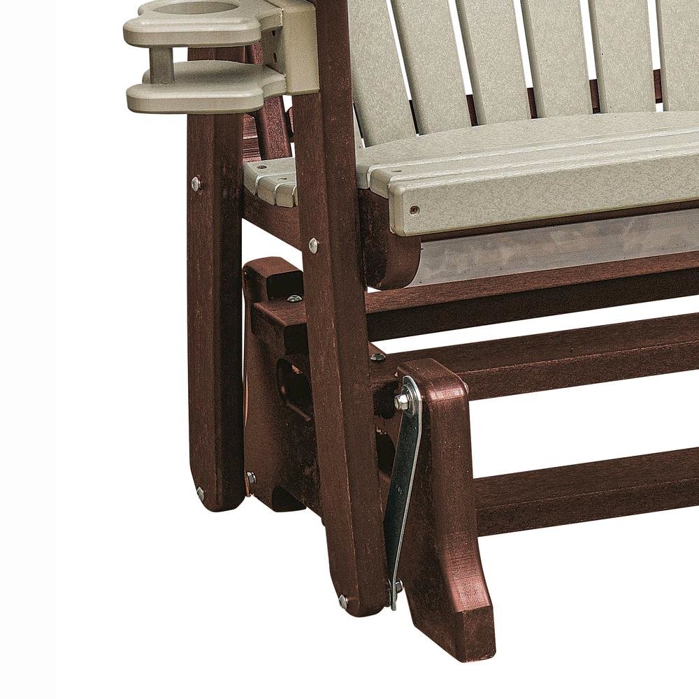 Dual Fan Back Glider, 2-Person, Cupholders, All-Weather Poly Lumber, Brown. Picture 7