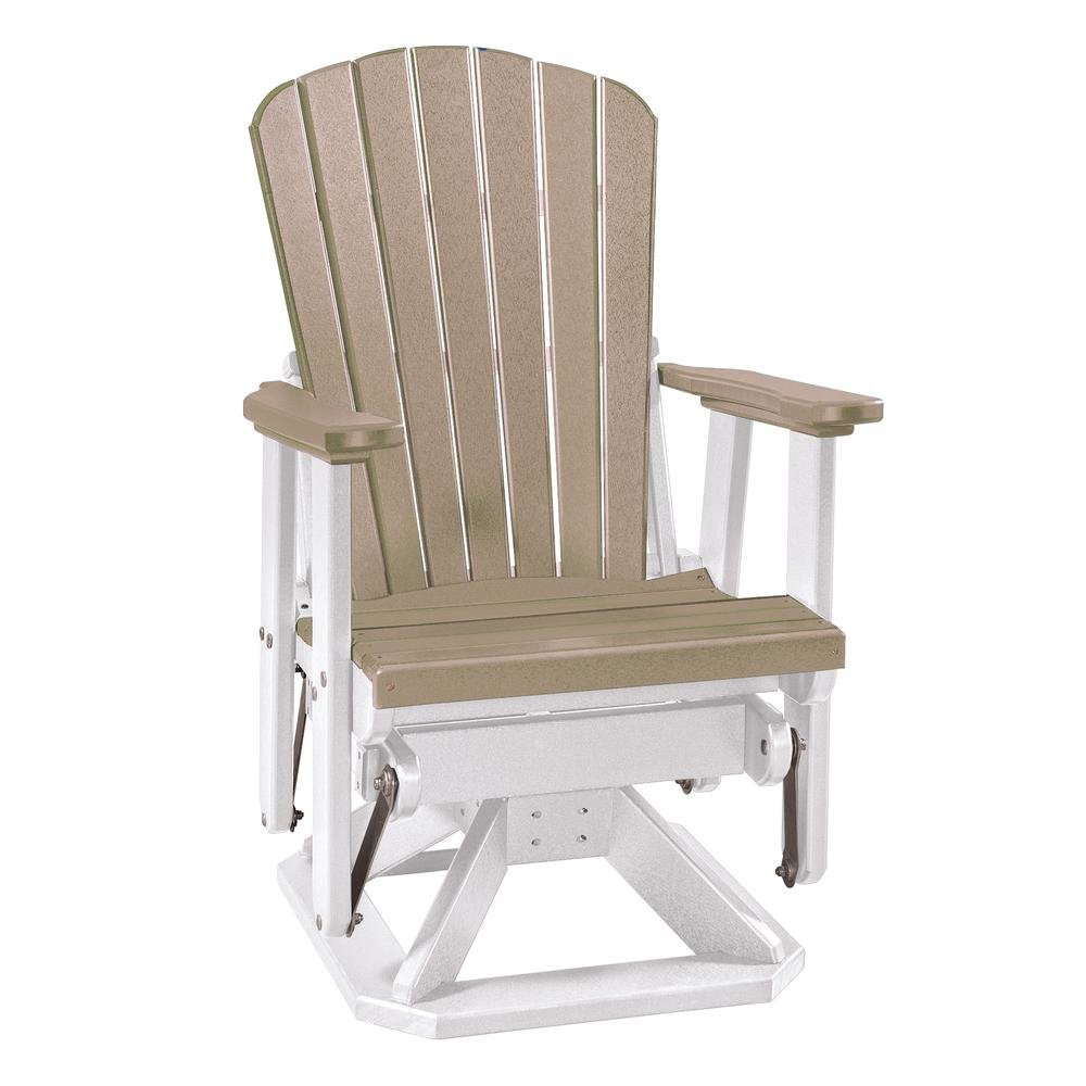 Fan Back Swivel Glider, Single Chair, All-Weather Polyethylene, Brown. Picture 1