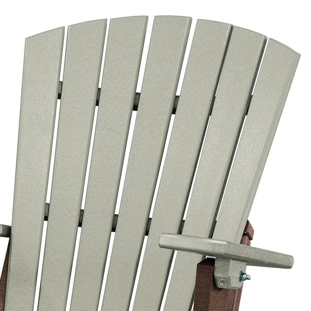 Fan Back Folding Adirondack Chair, Weatherwood Brown, Heavy Duty, Patio Seating. Picture 7