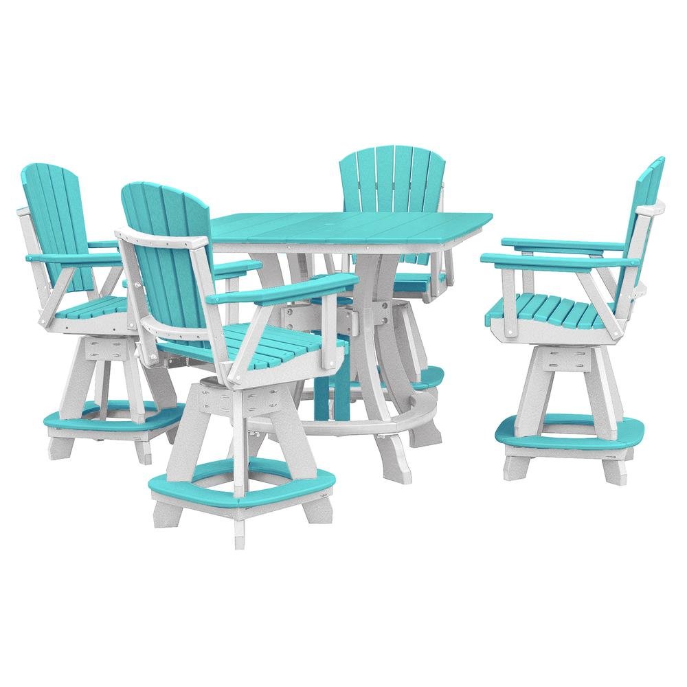 Square Counter Height Dining Set, 5-Piece, All-Weather HDPE Furniture, Blue. Picture 1