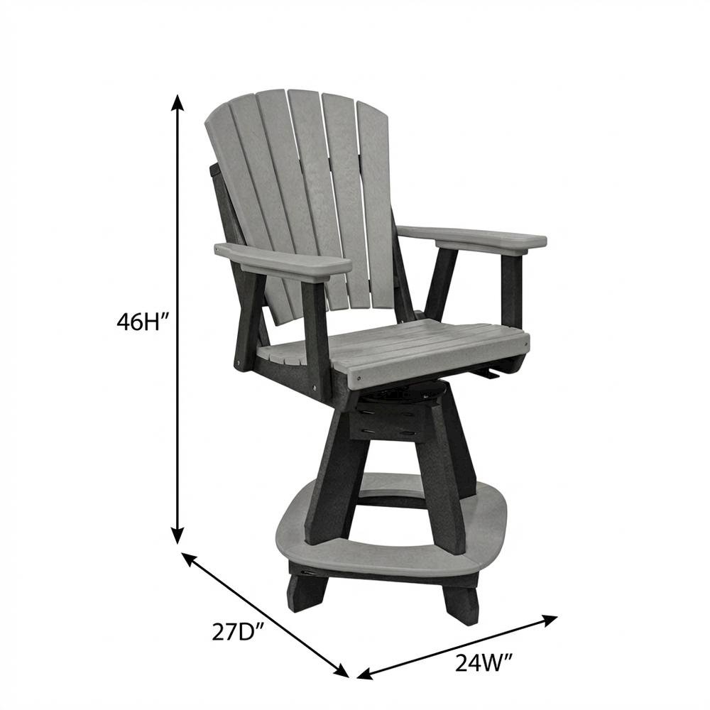 Outdoor Dining Chair With Swivel Arm And Light Gray Finish On Black Base. Picture 7