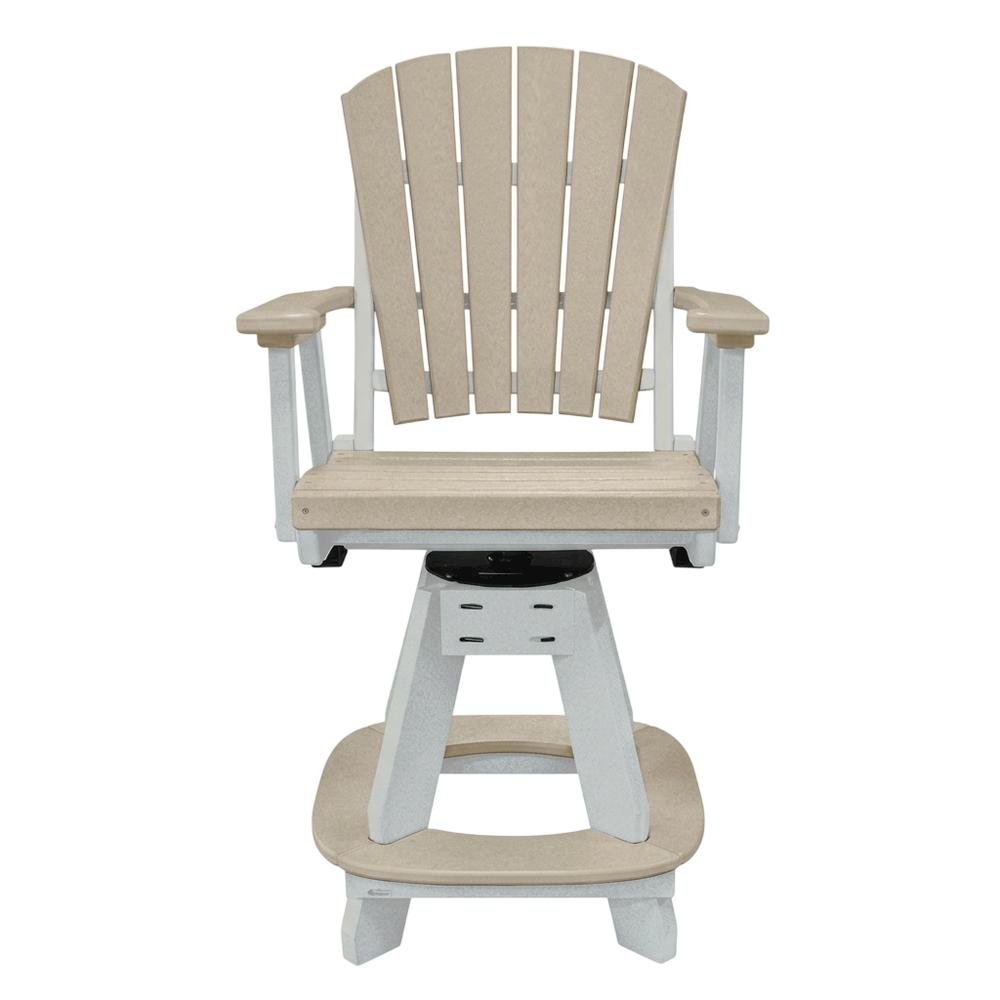 White Finish Counter Height Swivel Arm Chair With White Base For Outdoor Dining. Picture 4