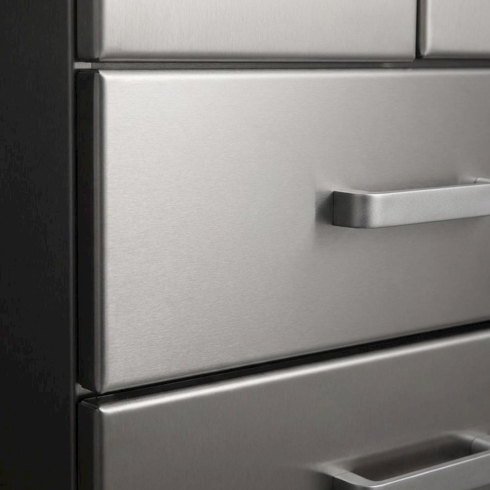 Black Metal Garage Storage Cabinet With 2 Doors And 3 Drawers For Organization. Picture 5