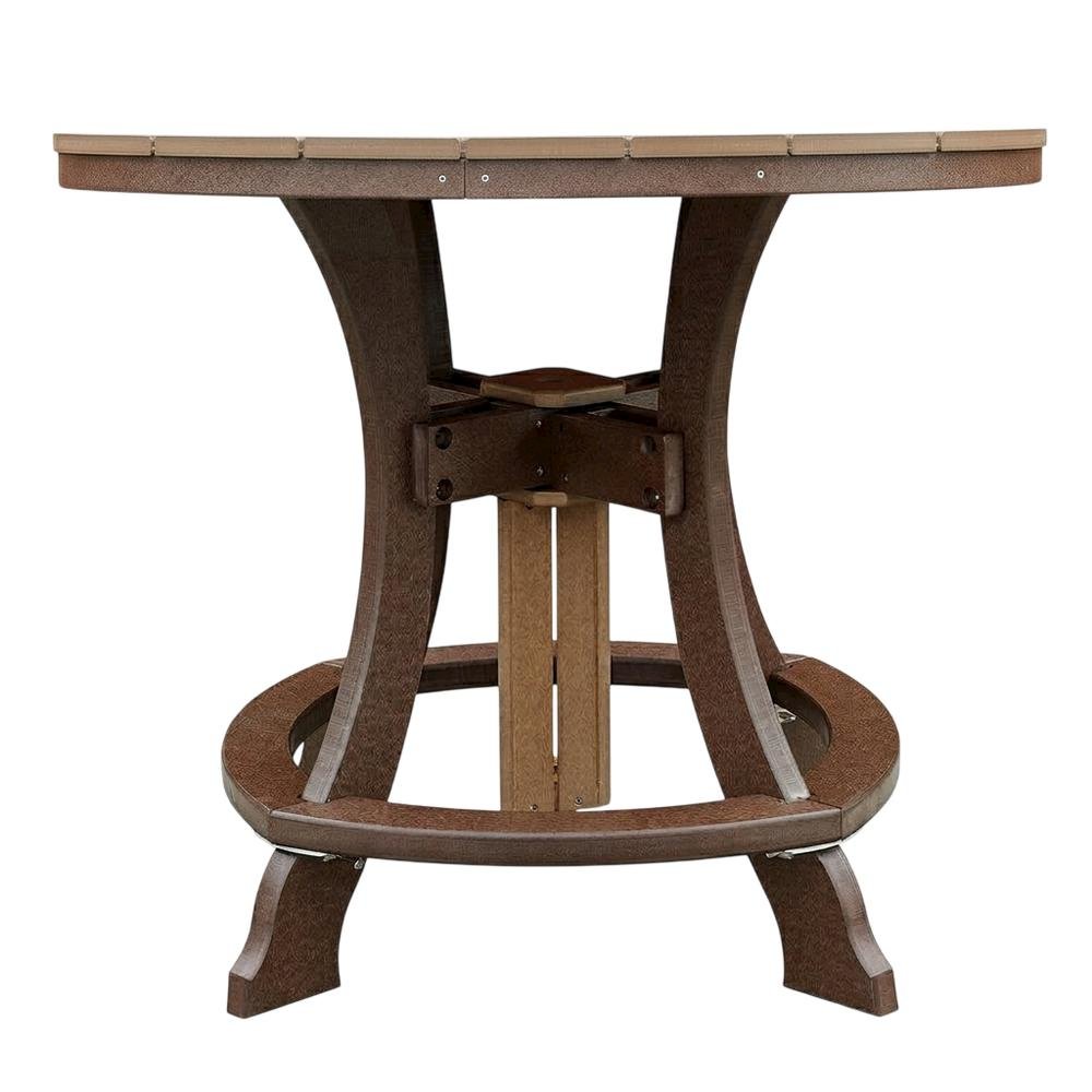 Round Counter Height Dining Table In Cedar With Tudor Brown Finish, Outdoor Use. Picture 4