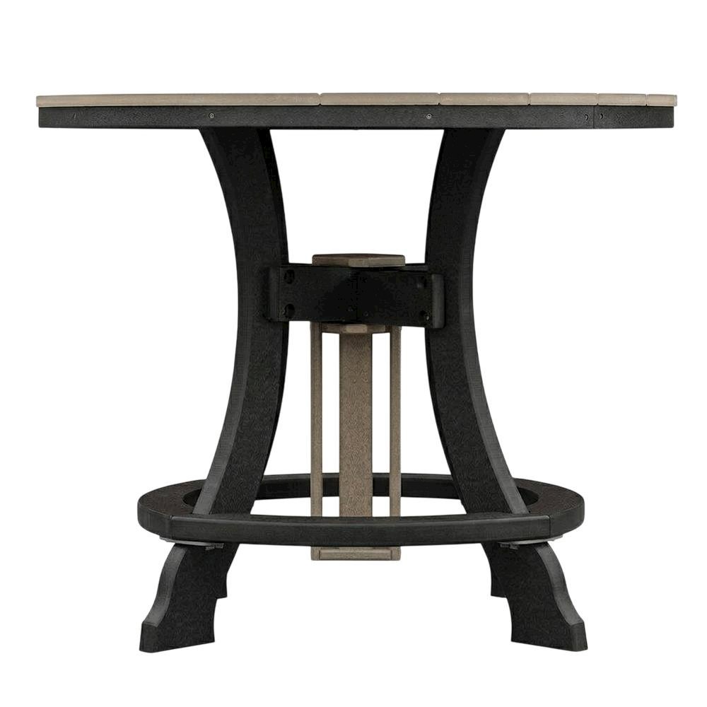 Black Base Round Outdoor Dining Table With Black Base And Polyethylene Material. Picture 4