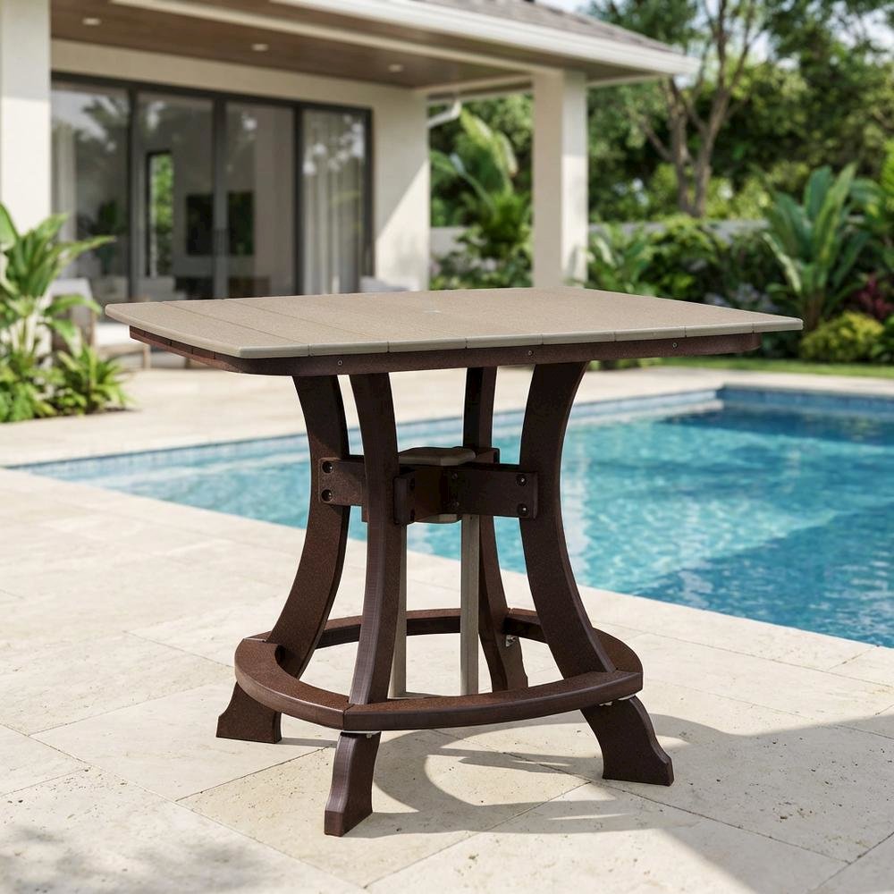 Tudor Brown Square Outdoor Dining Table, Polyethylene Finish. Picture 3