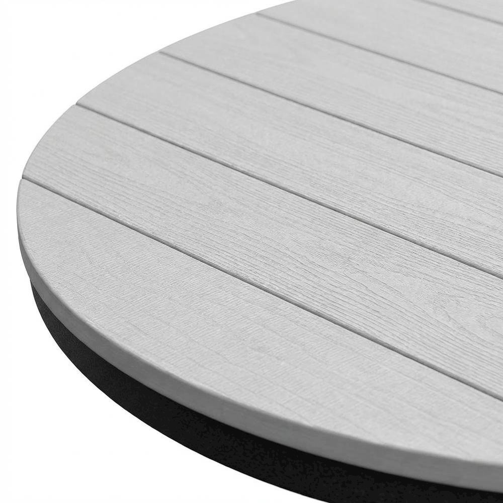Light Gray Counter Height Round Table With Black Base For Outdoor Dining. Picture 5