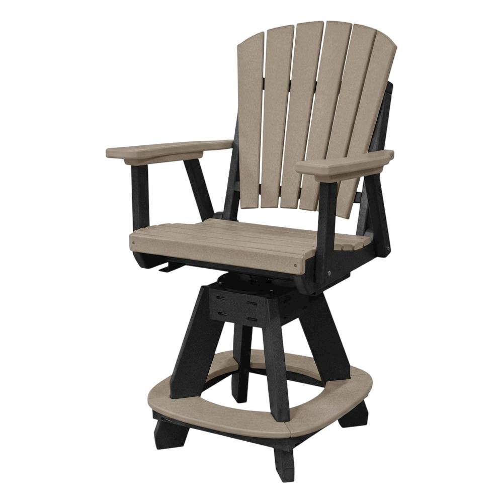 Black Base Counter Height Swivel Arm Chair With Black Base For Outdoor Dining. Picture 1