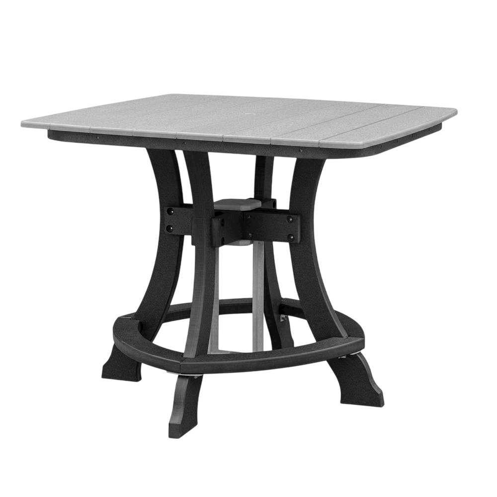 Square Counter Height Table In Light Gray And Black Base With Outdoor Durability. Picture 1