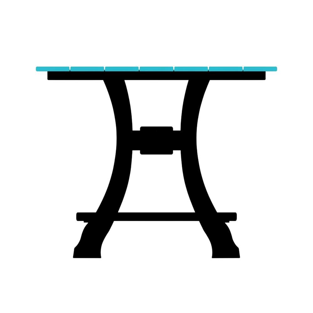 Aruba Blue Counter Height Square Dining Table With Black Base. Picture 4