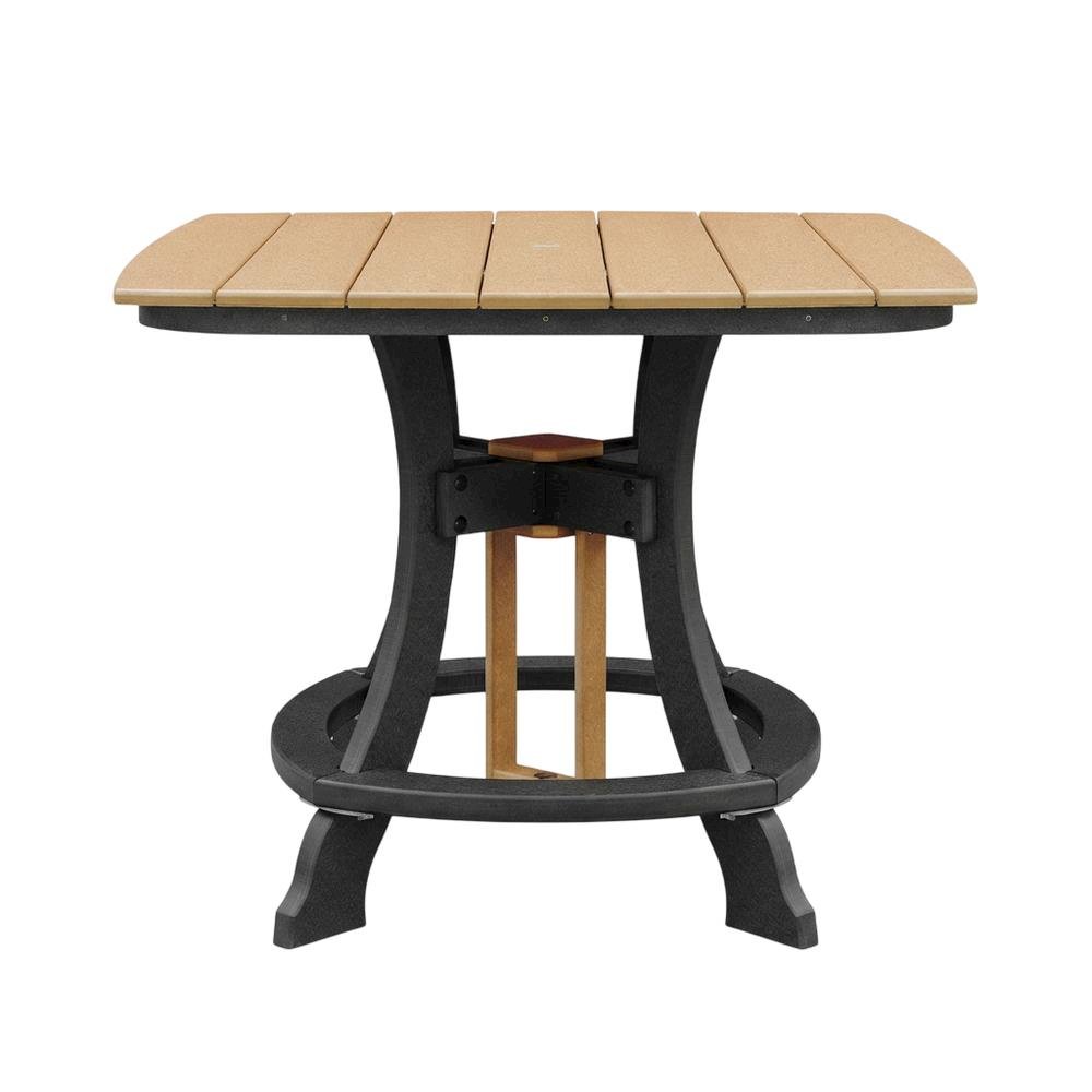 Cedar And Black Outdoor Square Dining Table With Polyethylene Material. Picture 4