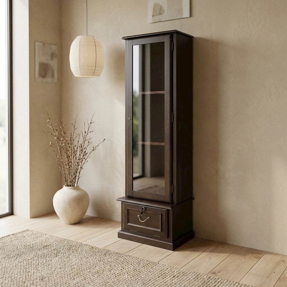 Brown Solid Wood 8-Gun Locking Storage Cabinet with Narrow Profile. Picture 3